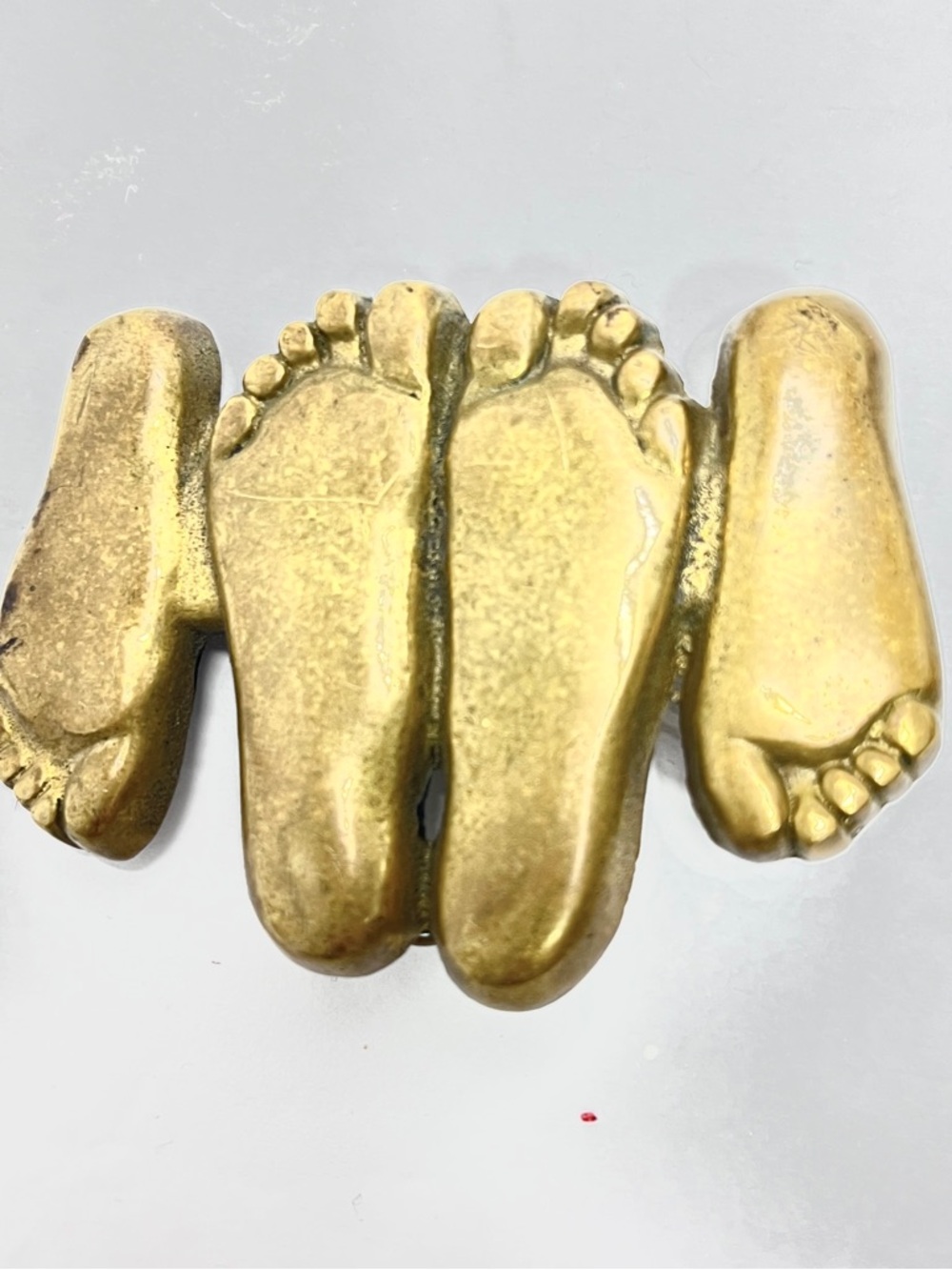 Vintage 70s Baron Brass FEET Belt Buckle
